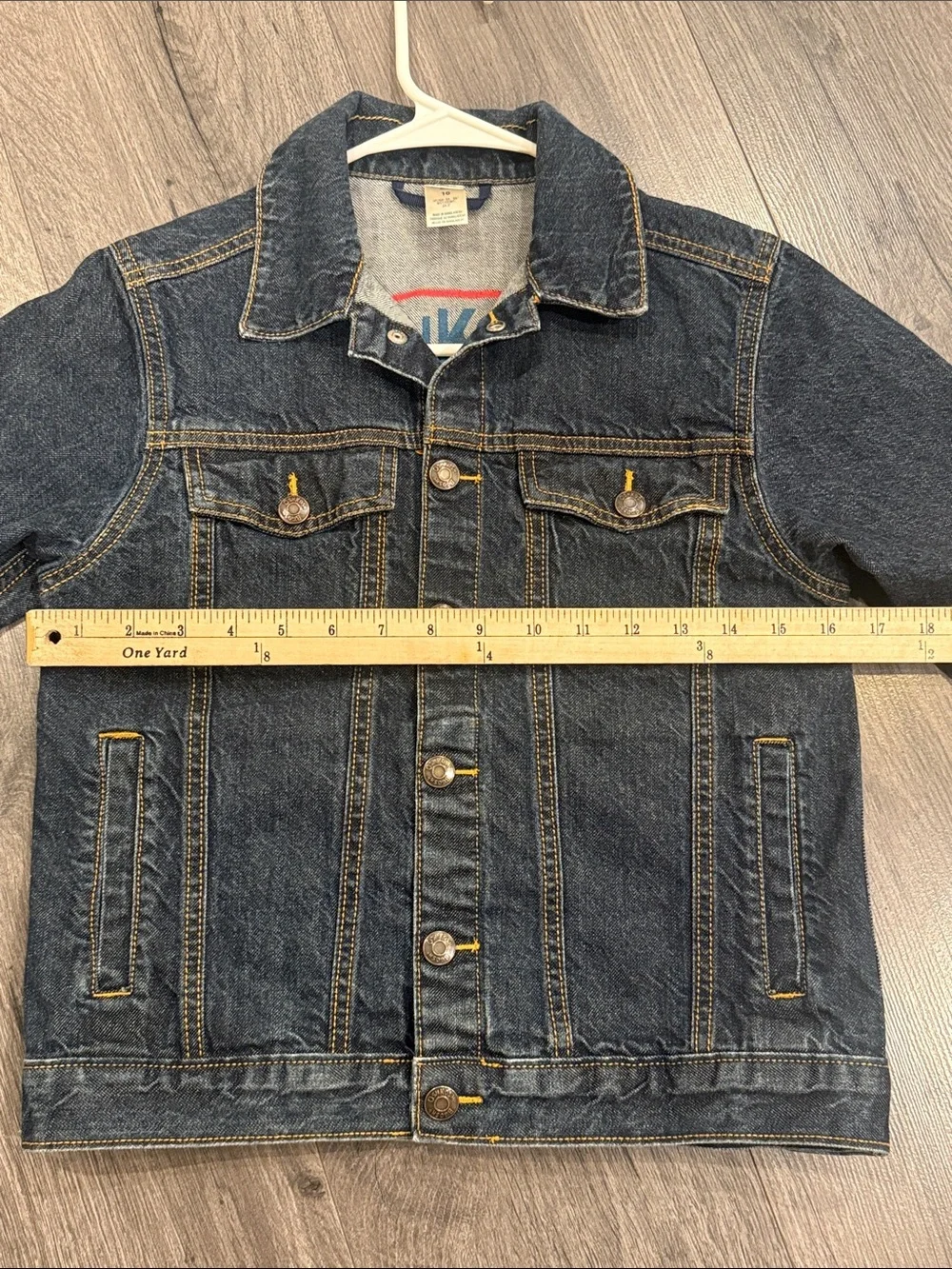 🧨OshKosh B'gosh Blue Denim Jean Jacket with Yellow Stitching Unisex Boy or Girl